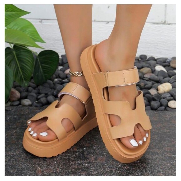 Women's Thick Platform Slide Sandals Anti- Slip Open Toe Adjustable NWT size 7.5 - Picture 6 of 12